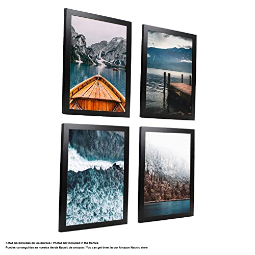 Nacnic Set De 4 Marcos Negros Tamaño A3 - 29 7x42cm. Marco De Color Negro
