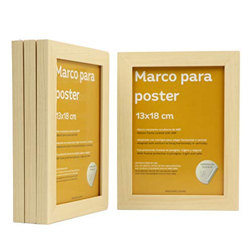 Nacnic Set De 4 Marcos Nogal Robustos Para Fotos Con Plexiglas