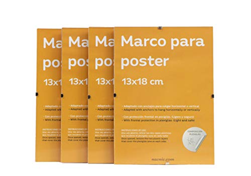Nacnic Set De 4 Marcos Transparentes Con Anclajes Para Láminas