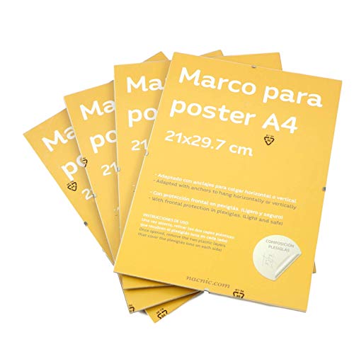 Nacnic Set De 4 Marcos Transparentes Con Plexiglas Para Láminas