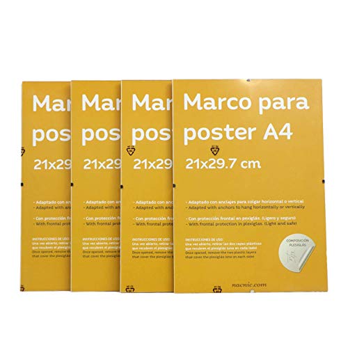 nacnic Set de 4 Marcos Transparentes con Plexiglas para Láminas