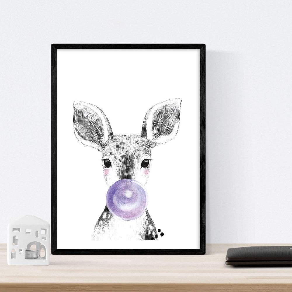 Nacnic Set De 6 Láminas De Animales Bebés Con Chicle