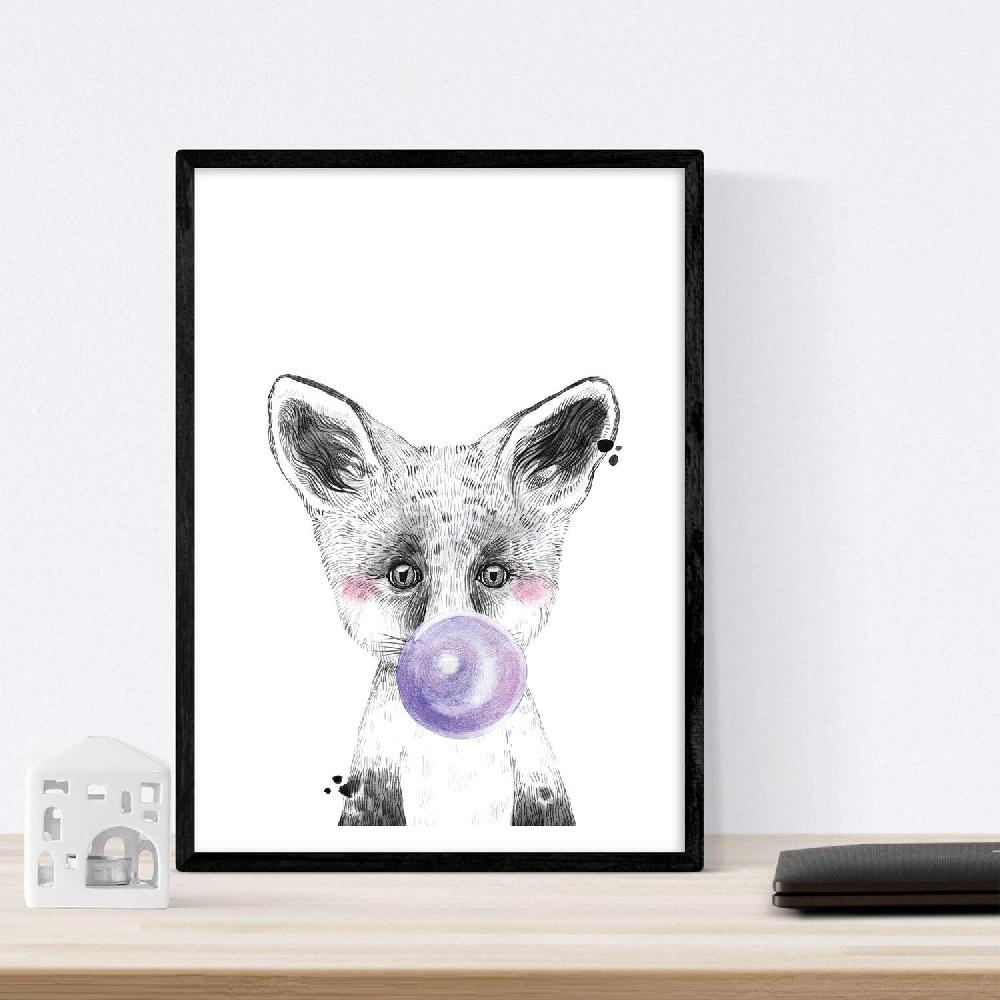 Nacnic Set De 6 Láminas De Animales Bebés Con Chicle