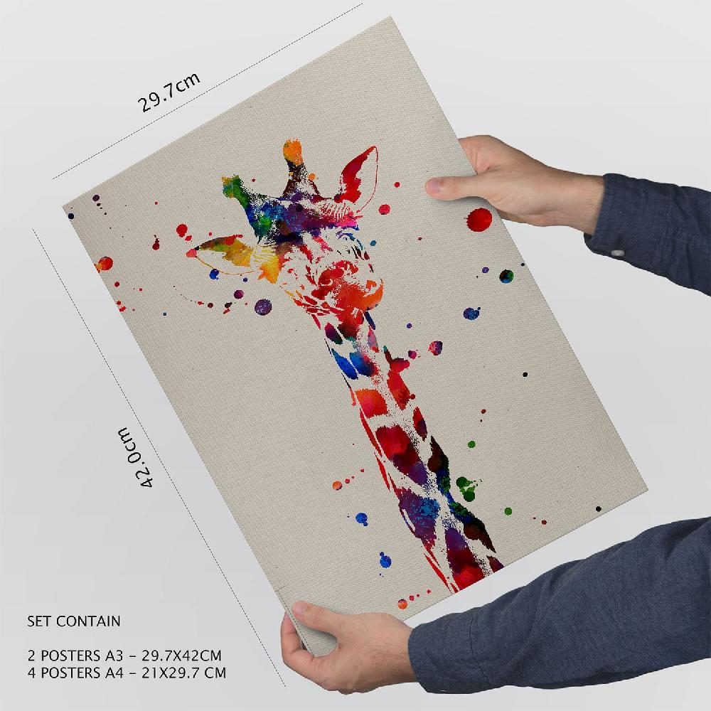 Nacnic Set De 6 Láminas De Animales De Acuarela En Estilo Collage
