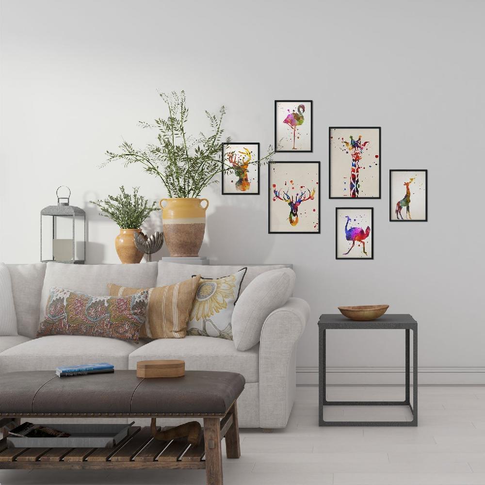 nacnic Set de 6 láminas de Animales de acuarela en estilo collage