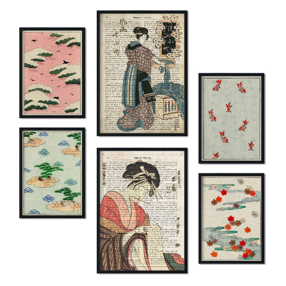 Nacnic Set De 6 Láminas De Estética Collage De Japón