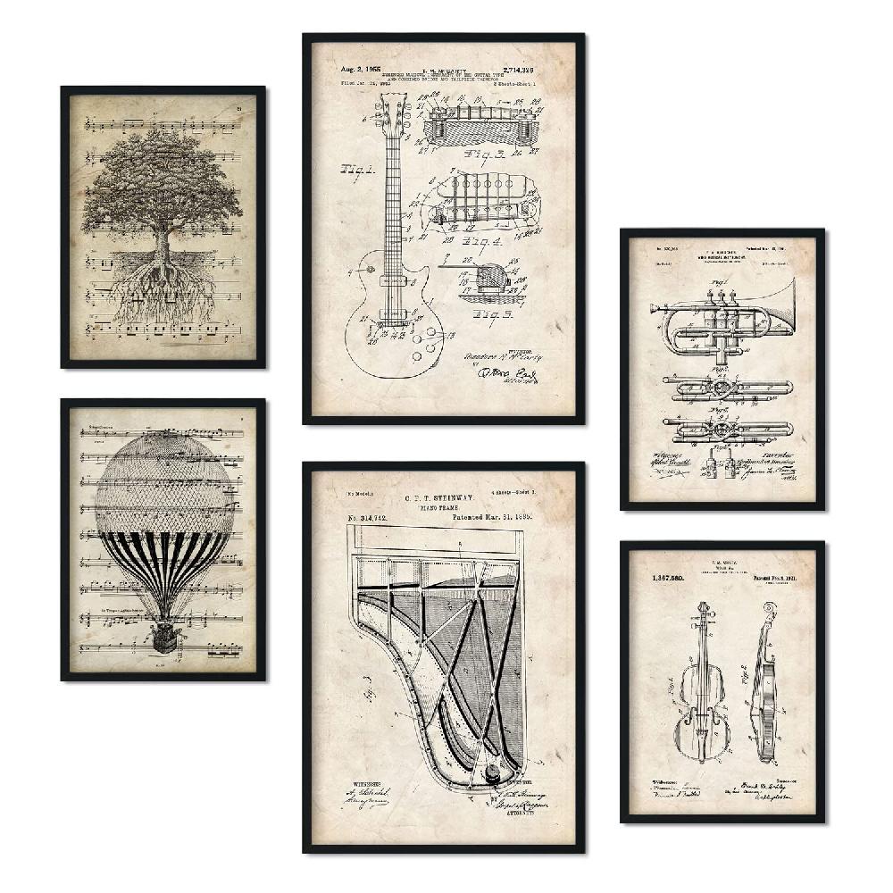 Nacnic Set De 6 Láminas De Música Con Estética Collage