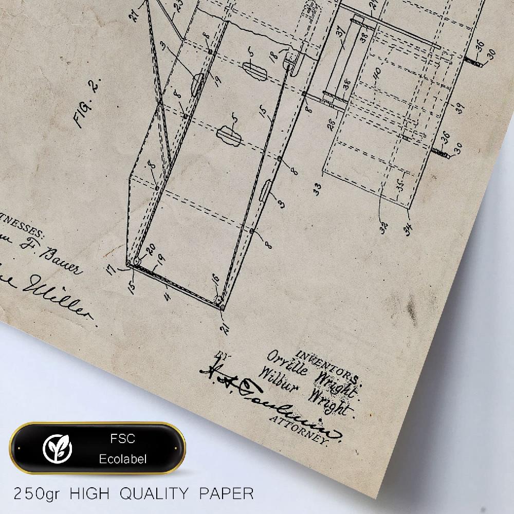 Nacnic Set De 6 Láminas De Patentes Avión Con Dibujos Retro De Inventos Antiguos
