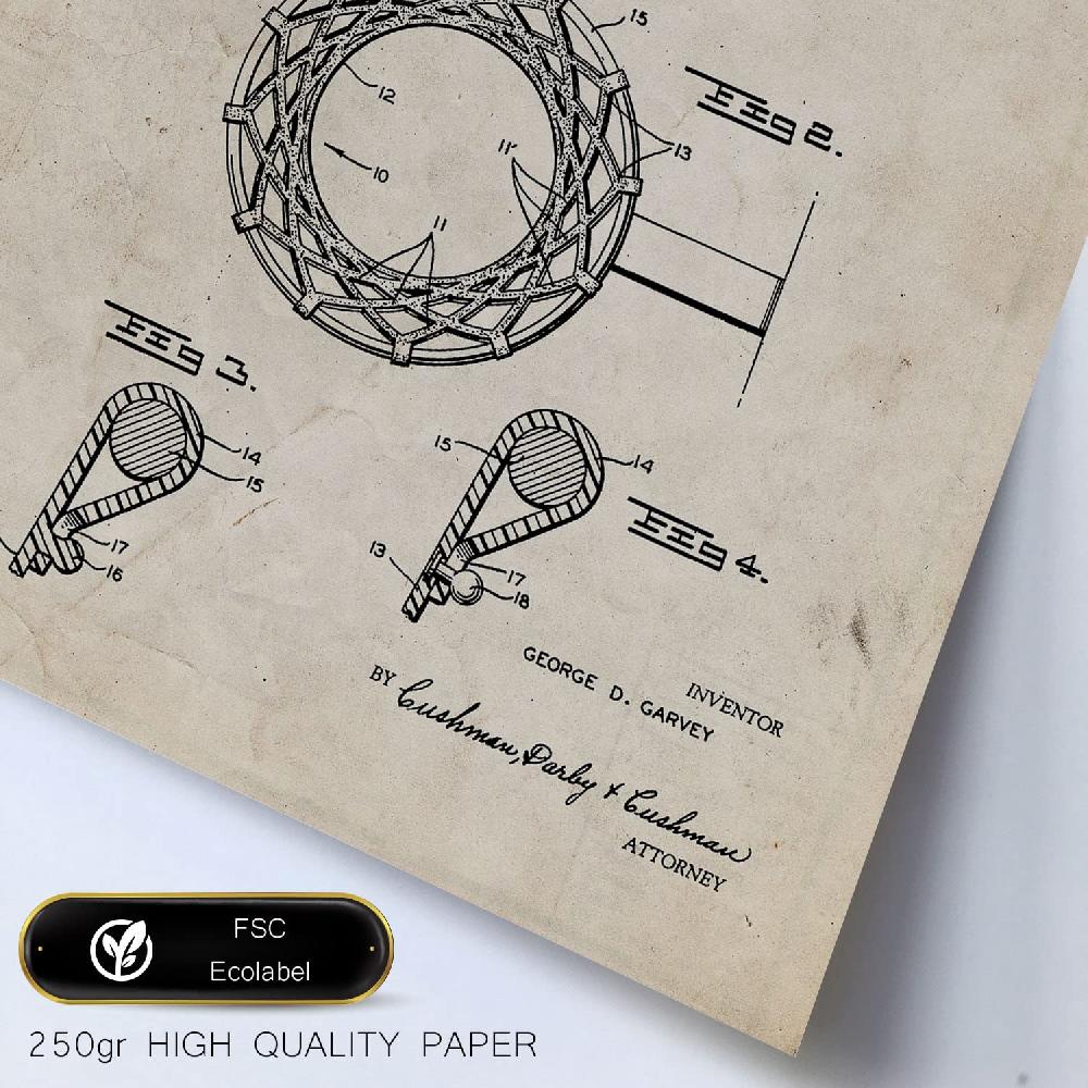 Nacnic Set De 6 Láminas De Patentes De Baloncesto Retro