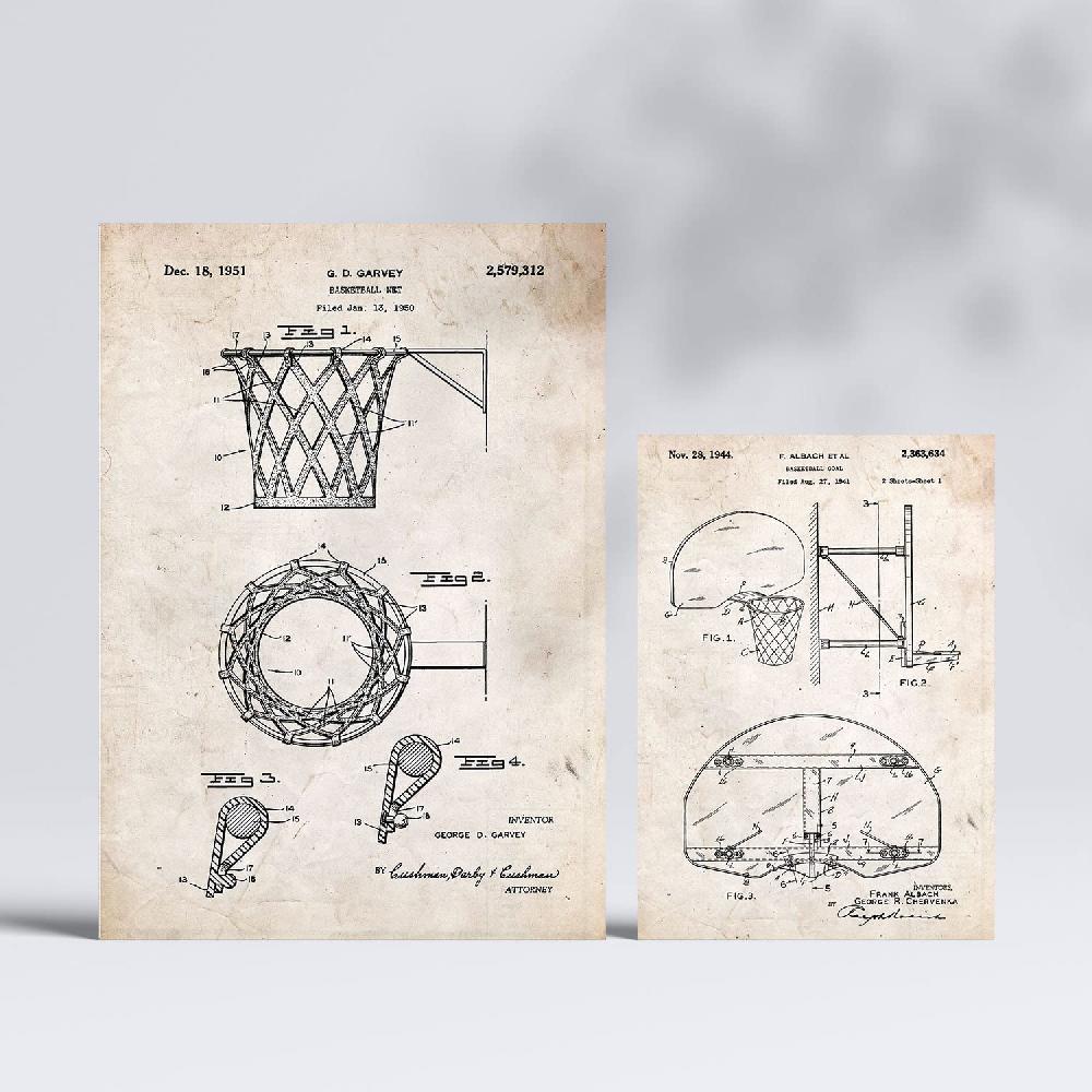 Nacnic Set De 6 Láminas De Patentes De Baloncesto Retro