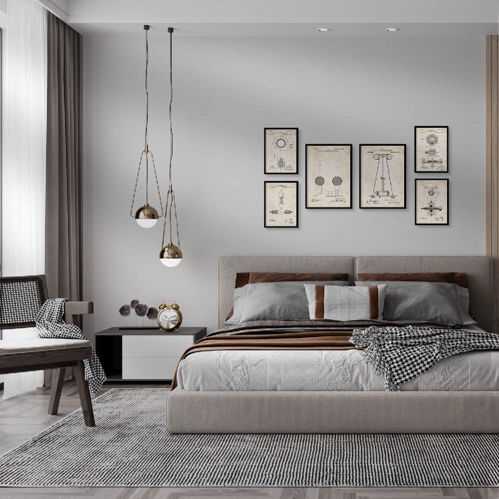 Nacnic Set De 6 Láminas De Patentes De Electricidad 1 Con Dibujos Retro De Inventos Antiguos