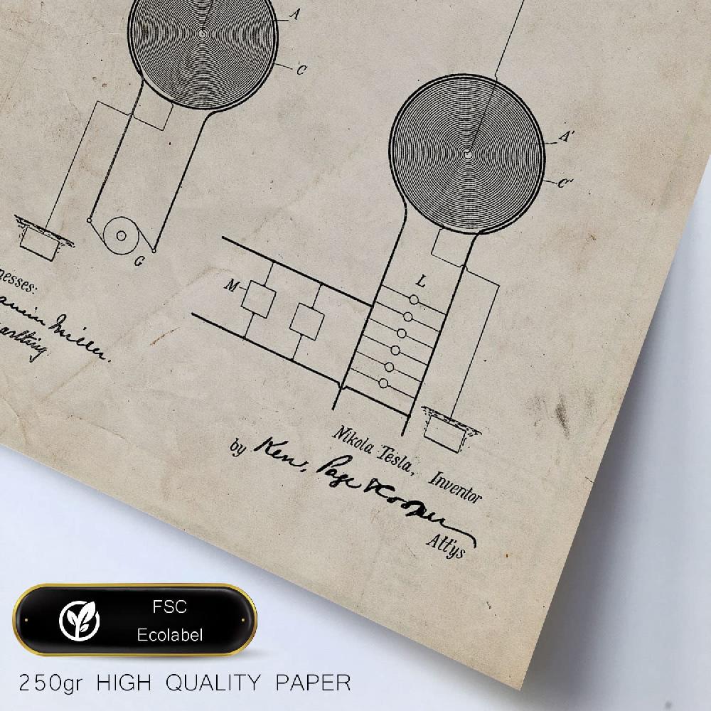 Nacnic Set De 6 Láminas De Patentes De Electricidad 1 Con Dibujos Retro De Inventos Antiguos