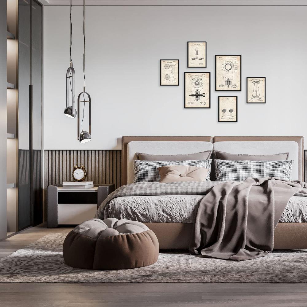 Nacnic Set De 6 Láminas De Patentes De Electricidad 2 Con Dibujos Retro De Inventos Antiguos