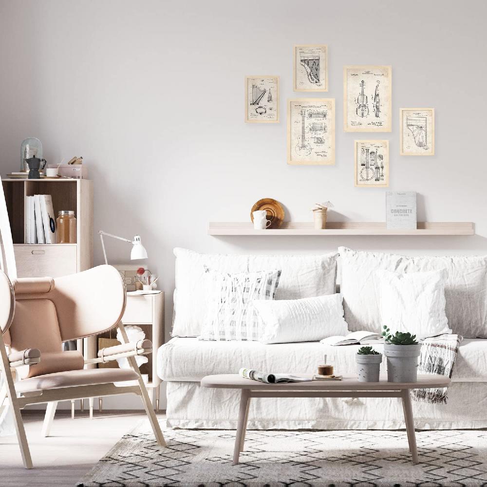 Nacnic Set De 6 Láminas De Patentes De Instrumentos De Cuerda Retro