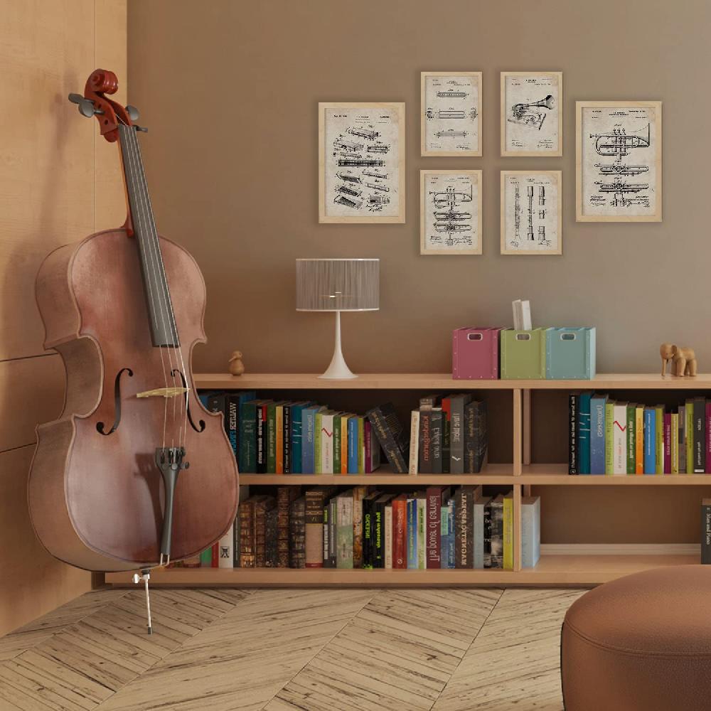 Nacnic Set De 6 Láminas De Patentes De Instrumentos De Viento Antiguos