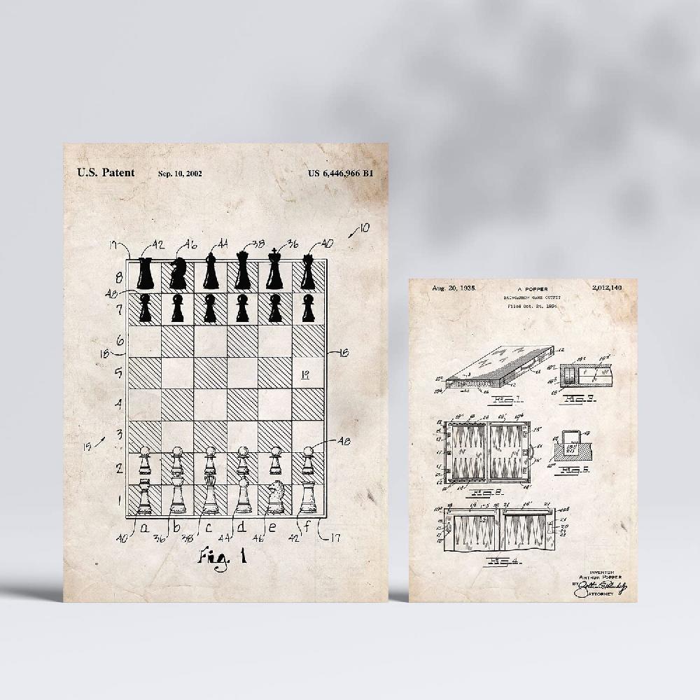 Nacnic Set De 6 Láminas De Patentes De Juegos De Mesa Retro