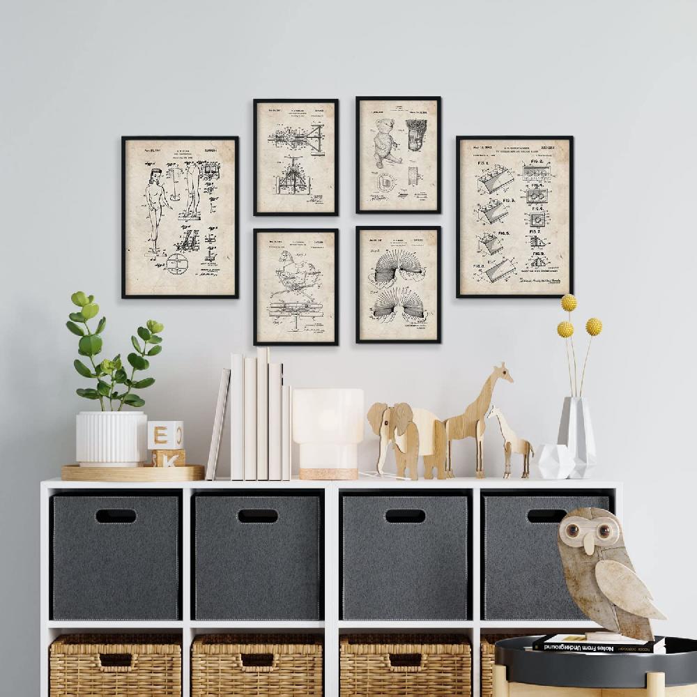 Nacnic Set De 6 Láminas De Patentes De Juguetes Antiguos