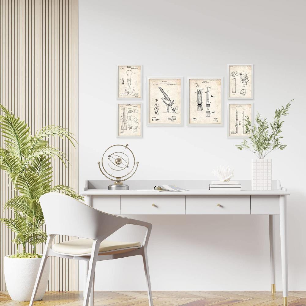 Nacnic Set De 6 Láminas De Patentes De Medicina Con Dibujos Retro De Inventos Antiguos