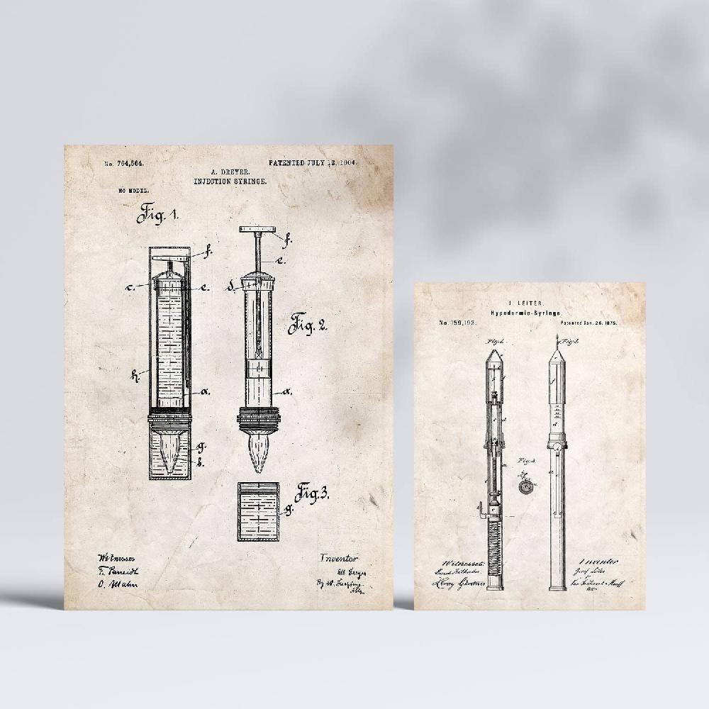 Nacnic Set De 6 Láminas De Patentes De Medicina Con Dibujos Retro De Inventos Antiguos