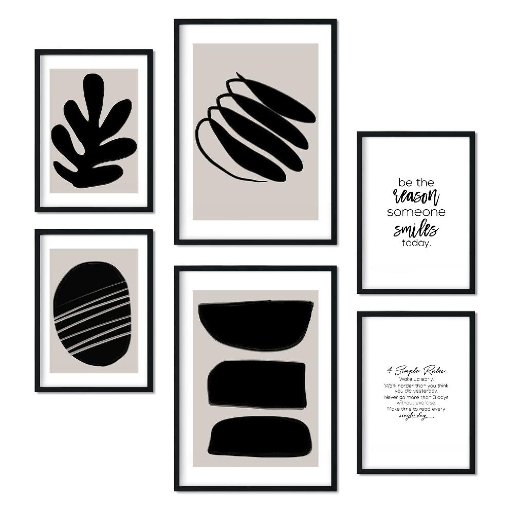Nacnic Set De 6 Láminas En Blanco Y Negro Estilo Collage