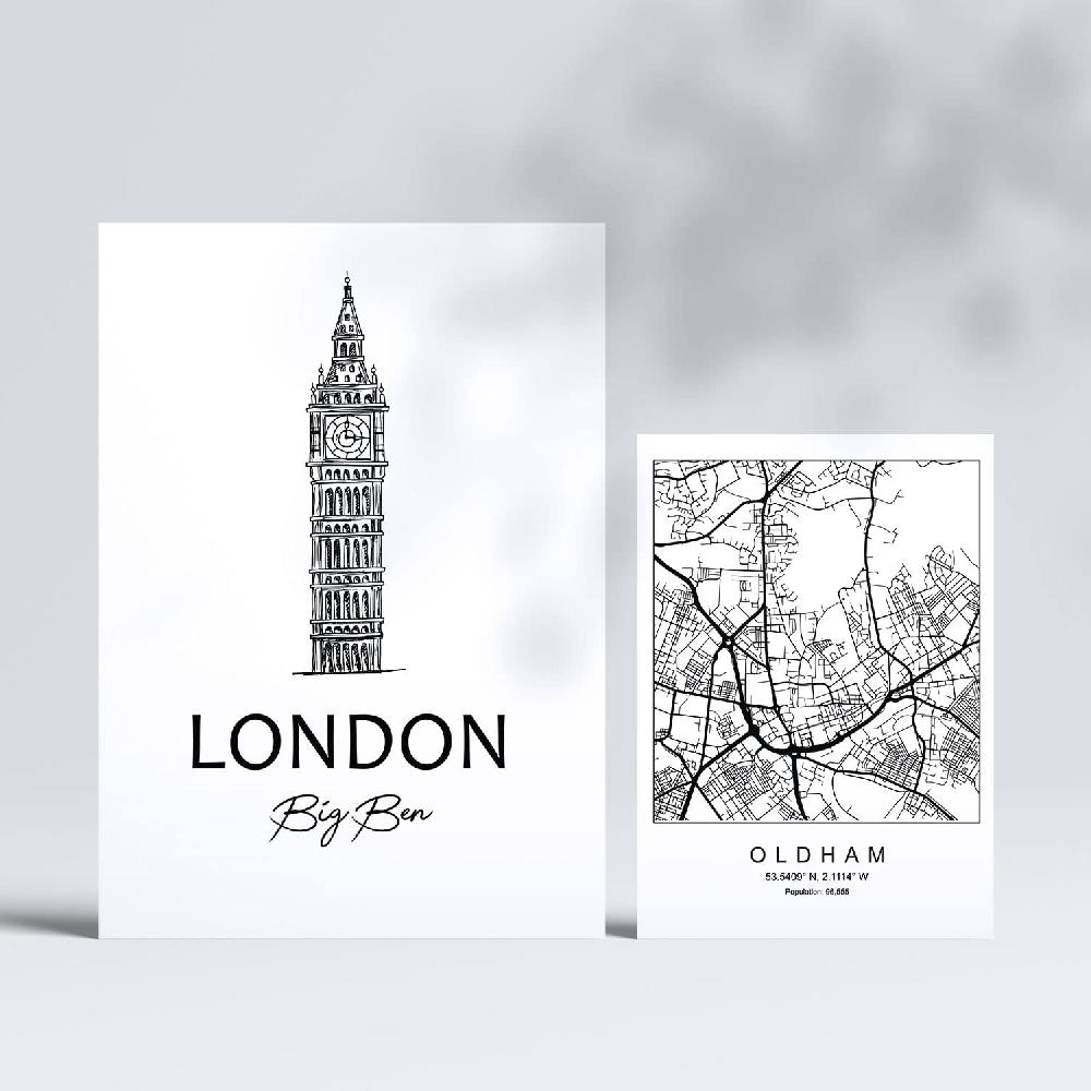 Nacnic Set De 6 Láminas Estilo Nórdico De Reino Unido Y Monumentos