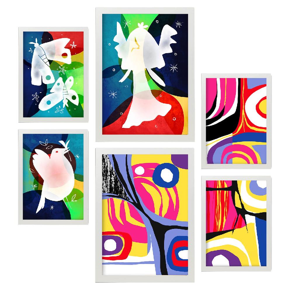 Nacnic Set De 6 Láminas Nacnic Alas De Paz En Resúmenes Coloridos