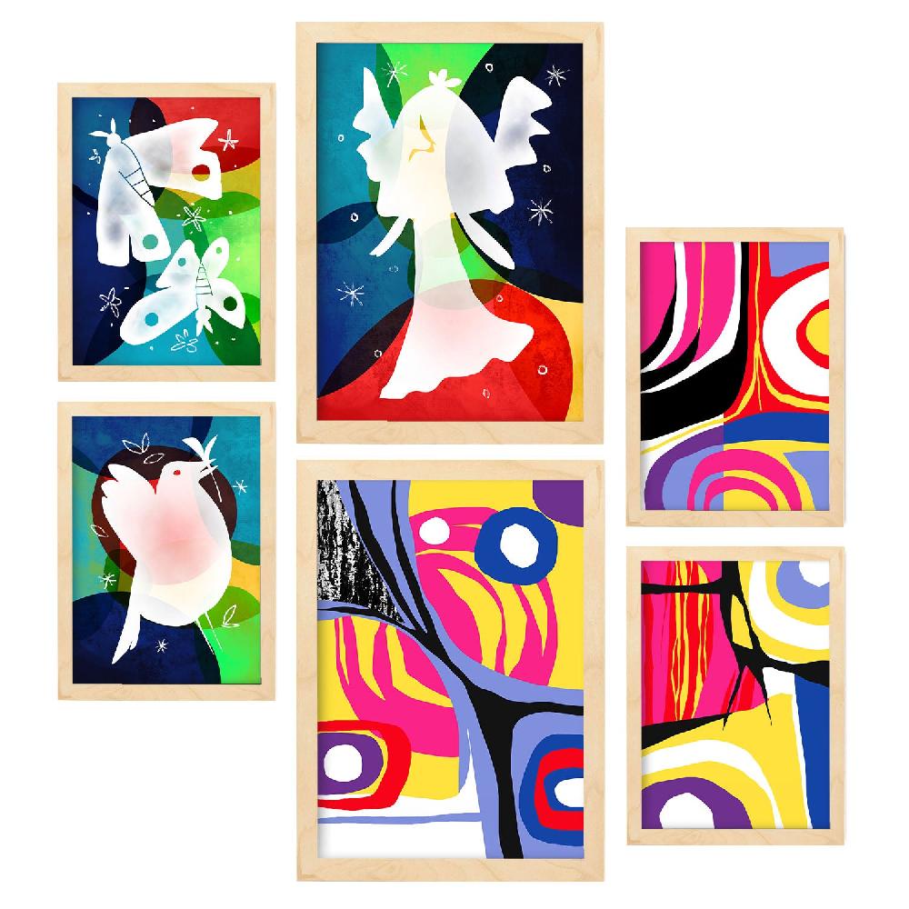 Nacnic Set De 6 Láminas Nacnic Alas De Paz En Resúmenes Coloridos
