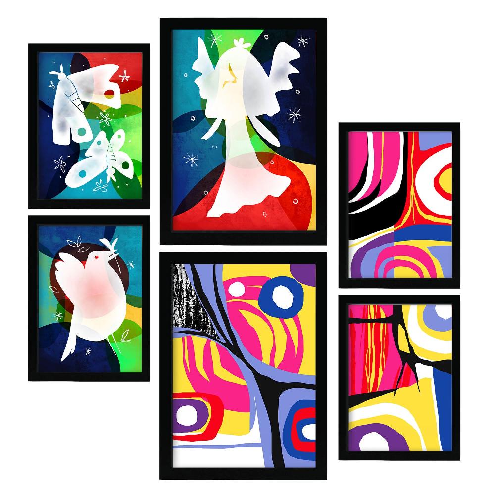 Nacnic Set De 6 Láminas Nacnic Alas De Paz En Resúmenes Coloridos