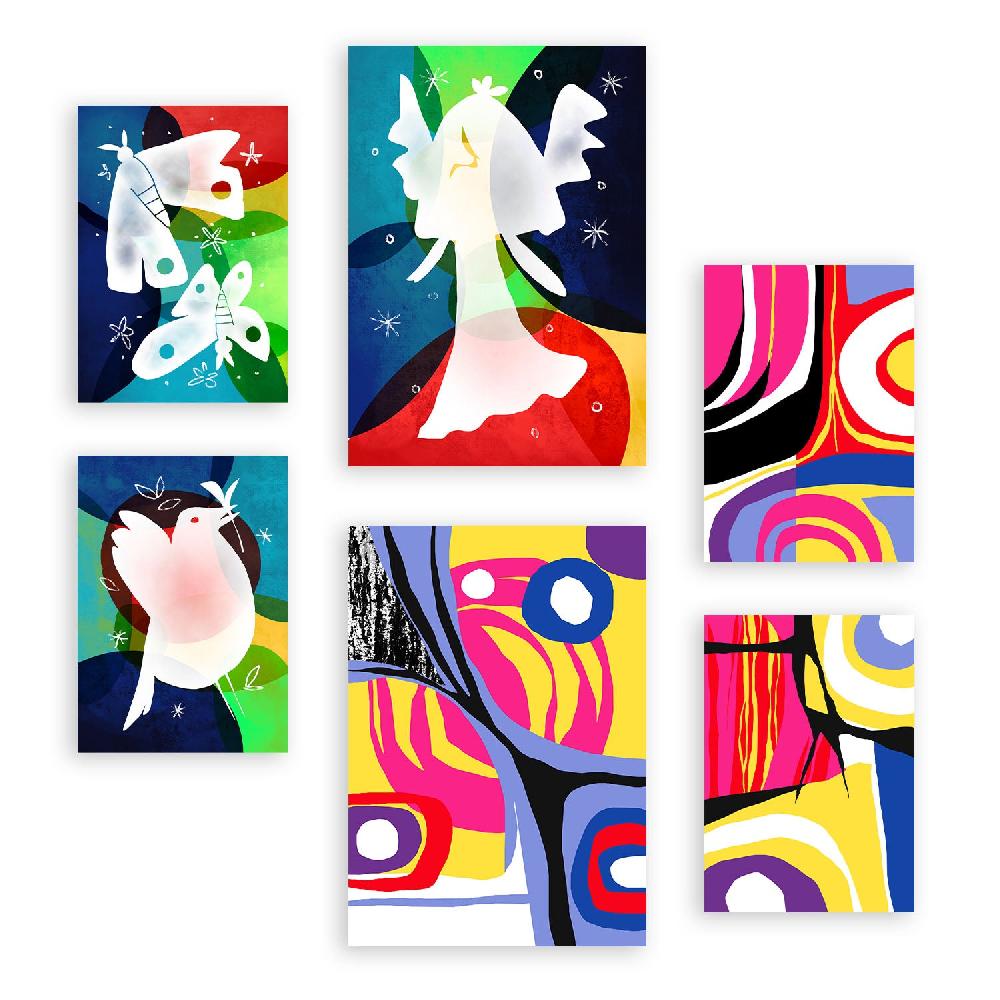 nacnic Set de 6 Láminas Nacnic Alas de Paz en Resúmenes Coloridos