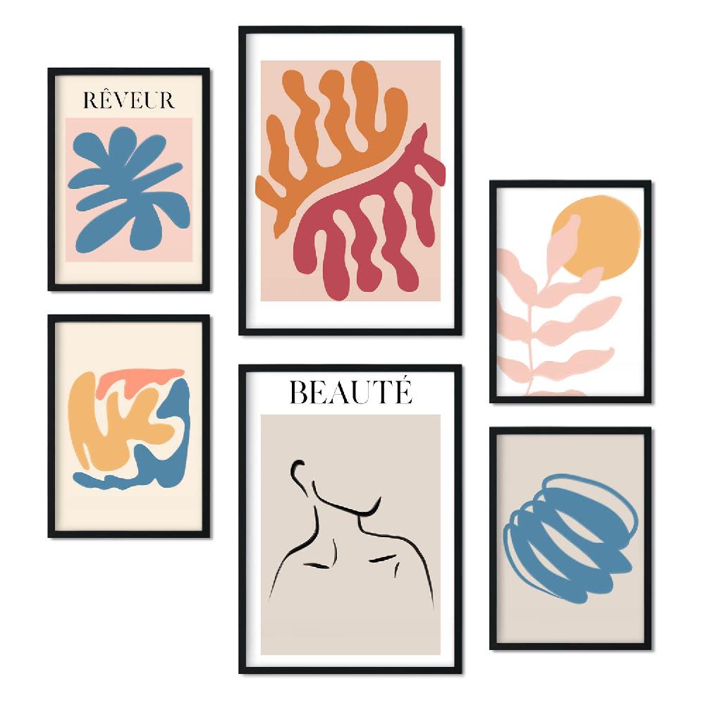 Nacnic Set De 6 Láminas Naranja Y Azul Estilo Collage