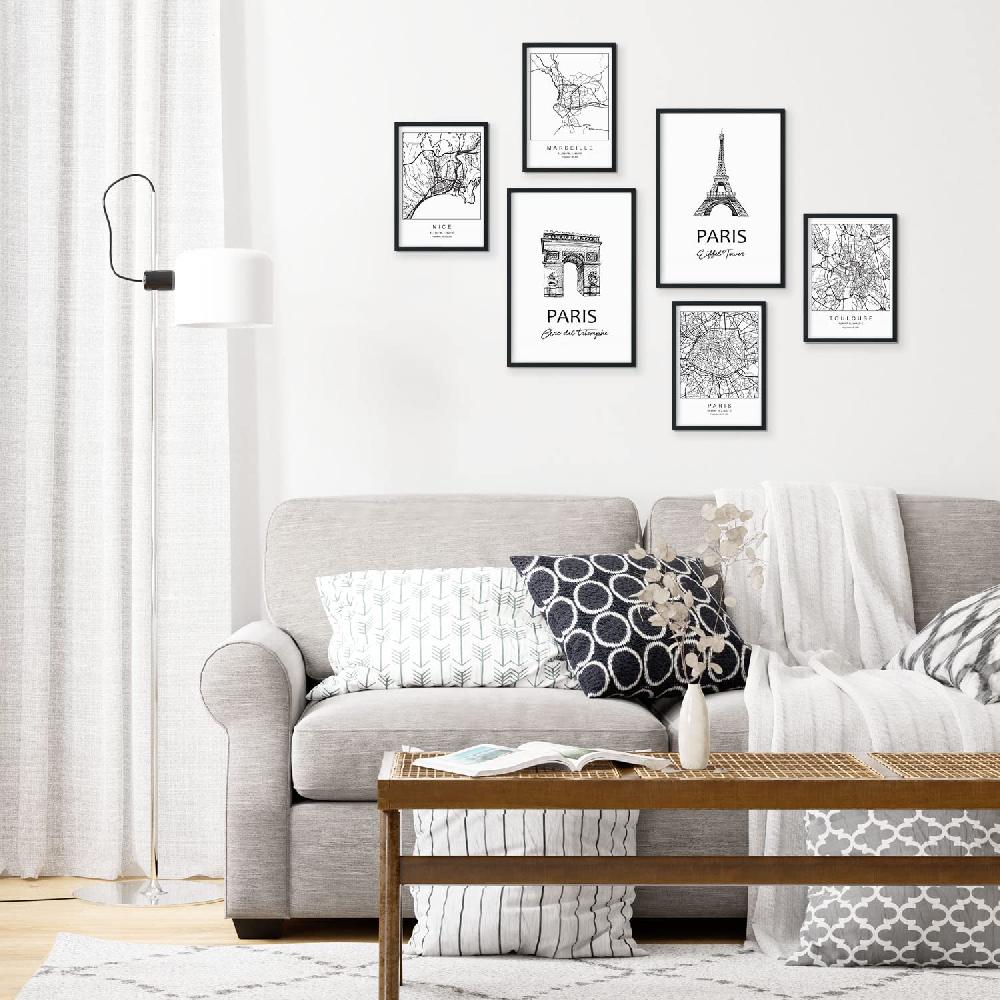 Nacnic Set De 6 Láminas Nórdicas De Francia Con Mapas Y Monumentos