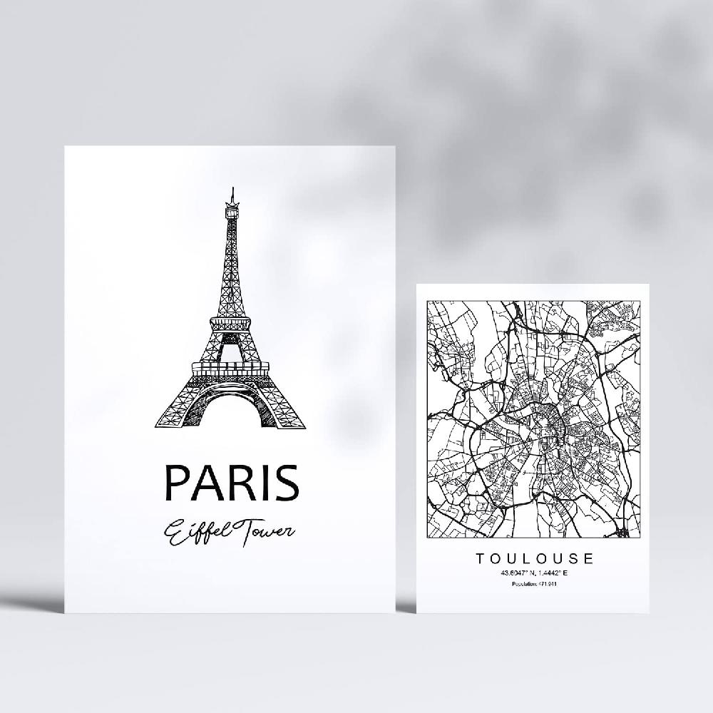 Nacnic Set De 6 Láminas Nórdicas De Francia Con Mapas Y Monumentos