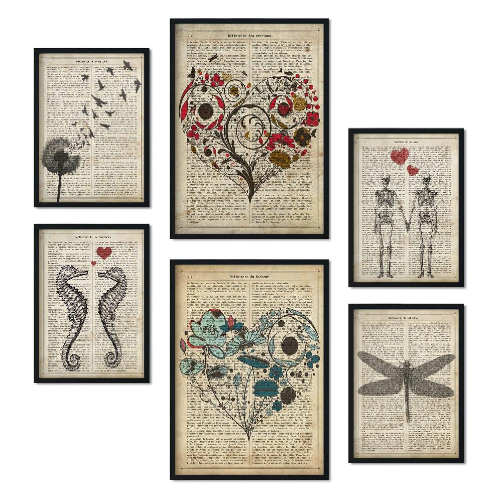 Nacnic Set De 6 Láminas Texto Vintage Con Estética Collage