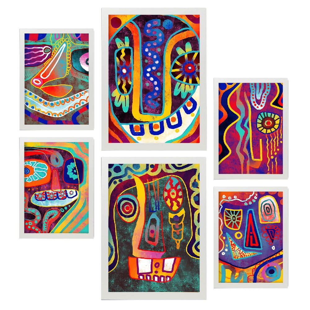 Nacnic Set De 6 Posters Tipo Gótico De Nacnic En Resúmenes Coloridos