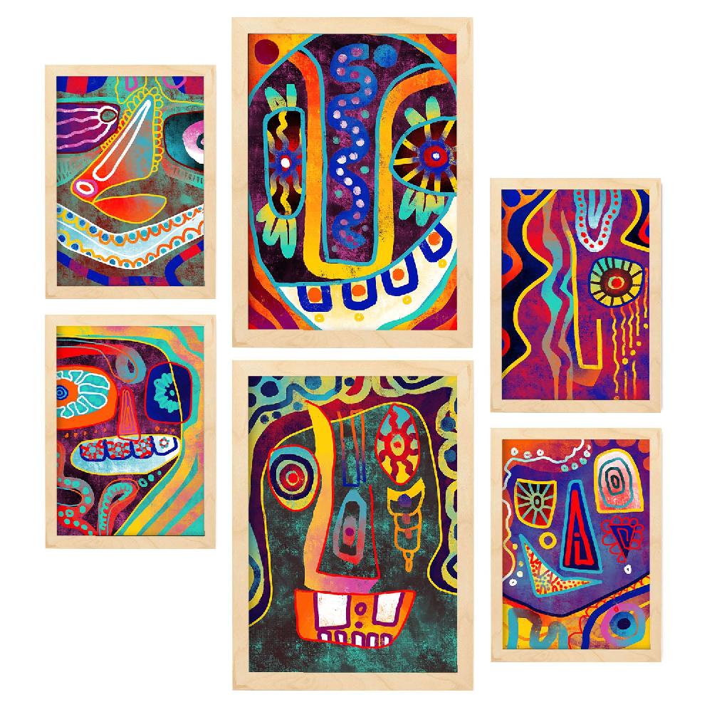 Nacnic Set De 6 Posters Tipo Gótico De Nacnic En Resúmenes Coloridos