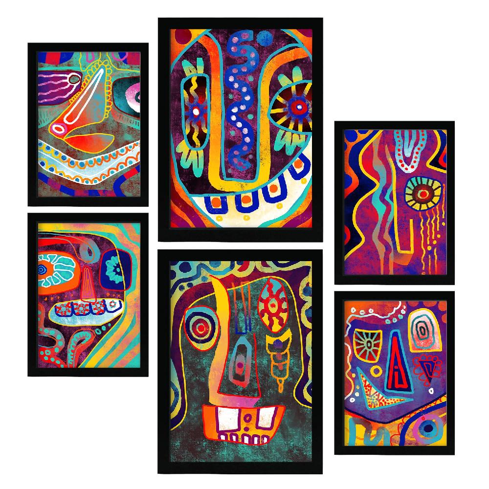 Nacnic Set De 6 Posters Tipo Gótico De Nacnic En Resúmenes Coloridos