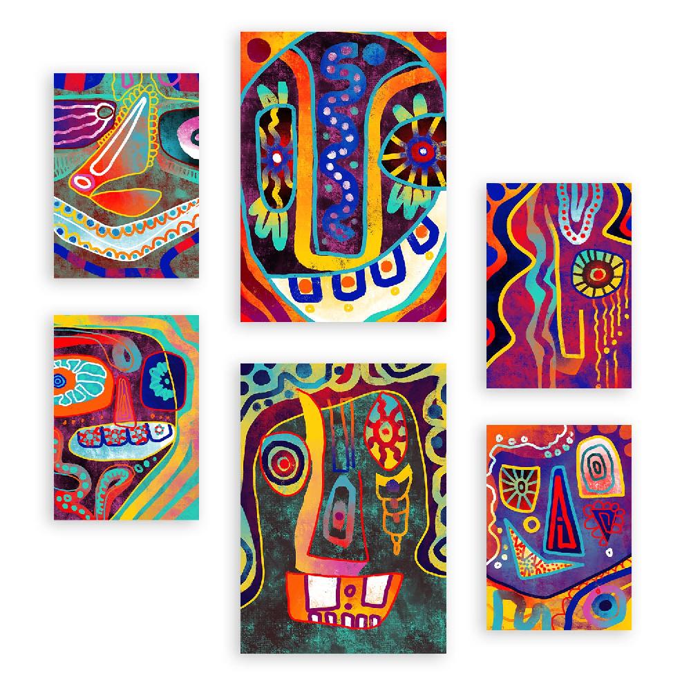 nacnic Set de 6 Posters Tipo Gótico de Nacnic en Resúmenes Coloridos