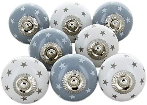 nacnic Set de 8 pomos de cerámica con diseño de estrellas para muebles