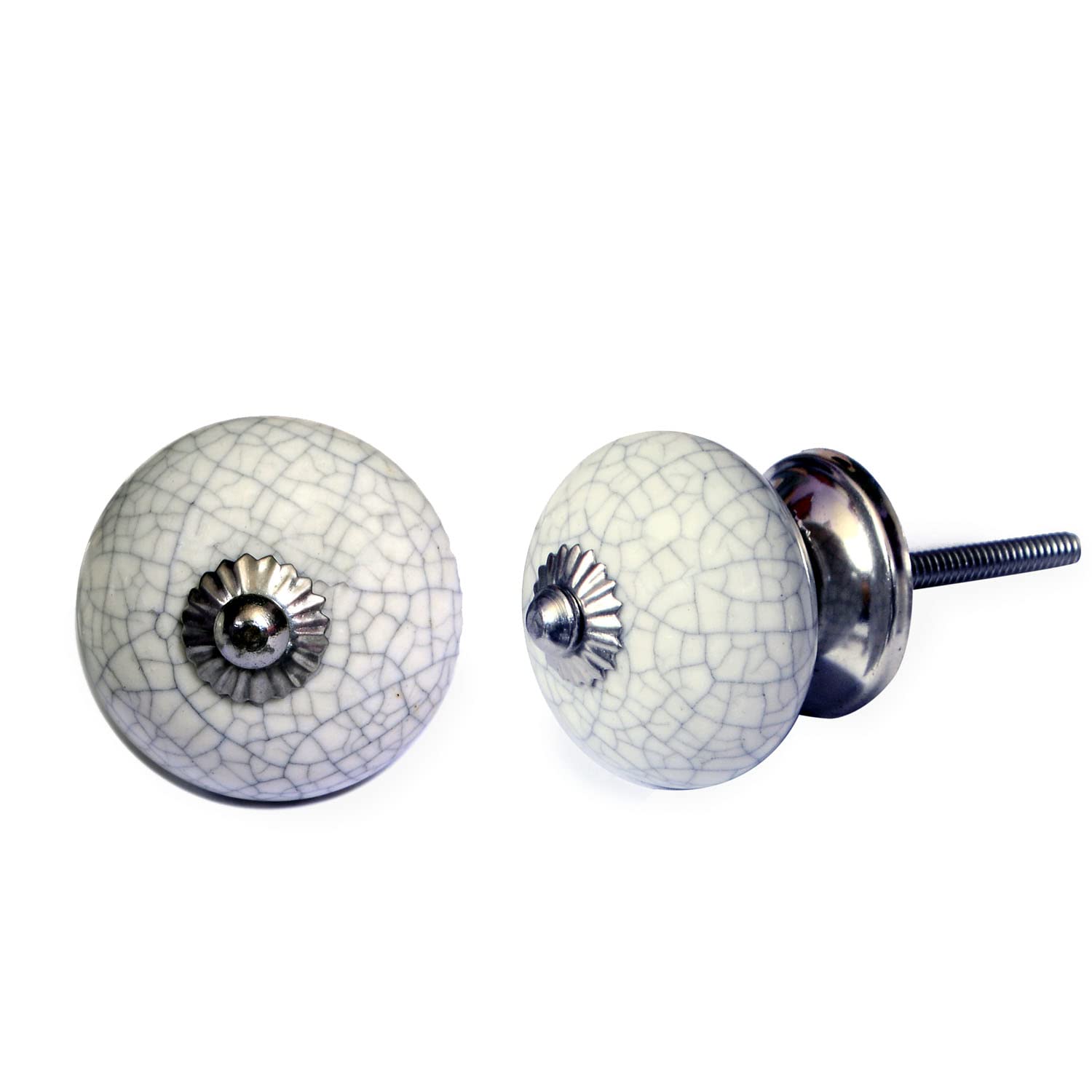 Nacnic Set De 8 Pomos De Cerámica Craquelado Blanco Para Muebles