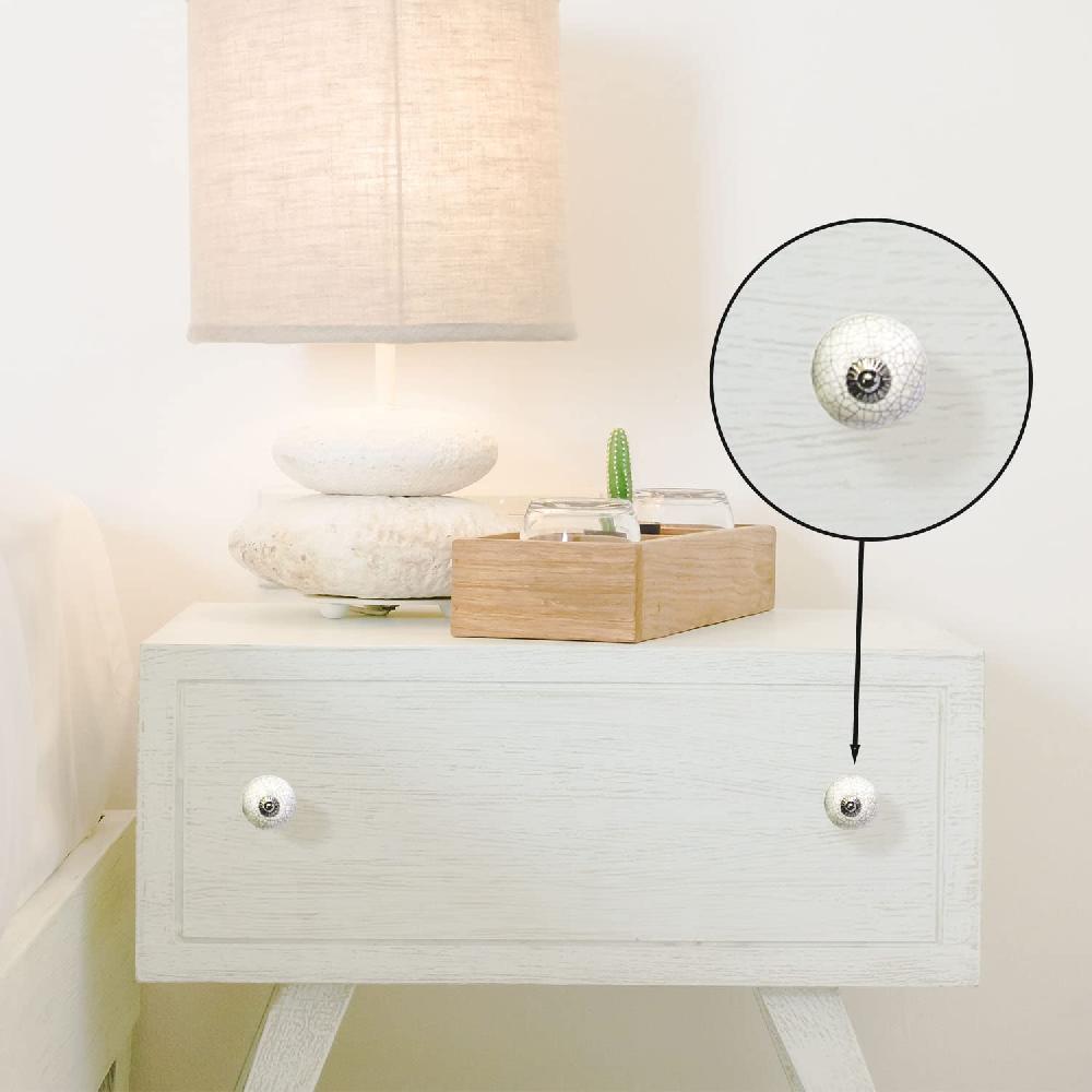 Nacnic Set De 8 Pomos De Cerámica Craquelado Blanco Para Muebles