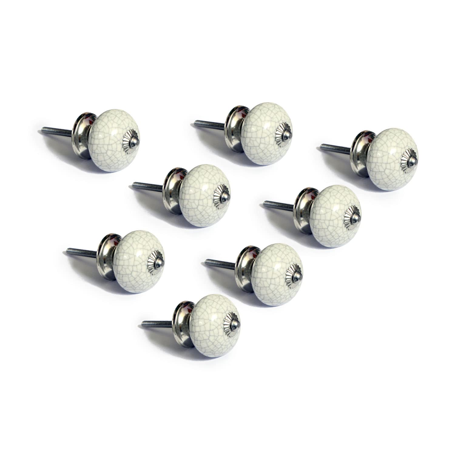 nacnic Set de 8 pomos de cerámica craquelado blanco para muebles