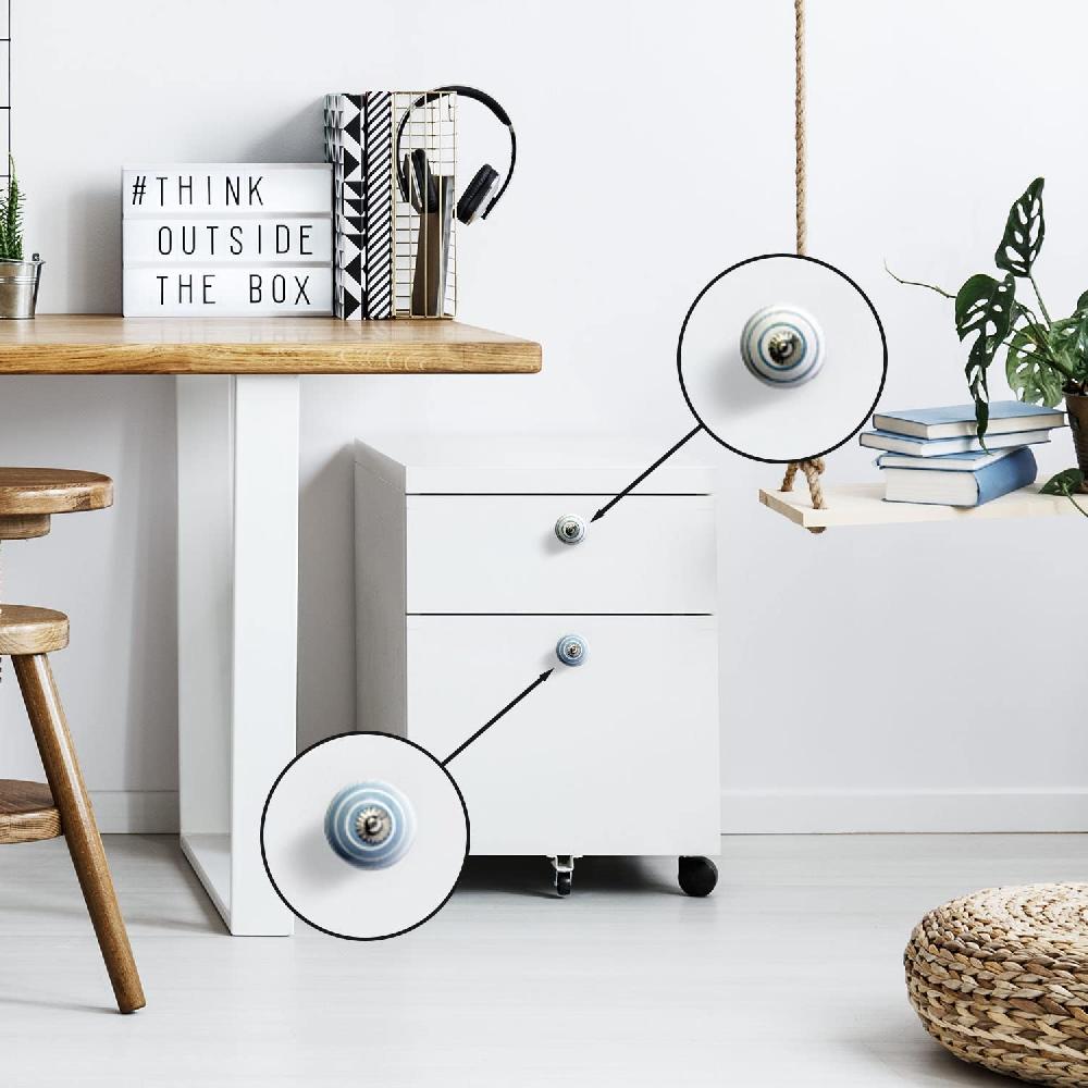 Nacnic Set De 8 Pomos Tiradores De Cerámica Azul Y Blanco Para Muebles Y Habitación Infantil