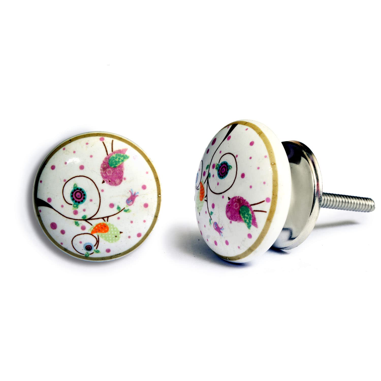 Nacnic Set De 8 Pomos Tiradores De Cerámica Con Diseño De Pájaros Y Jardín