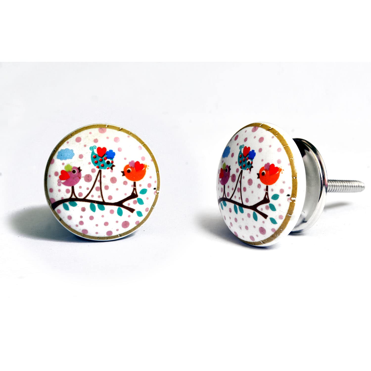 Nacnic Set De 8 Pomos Tiradores De Cerámica Con Diseño De Pájaros Y Jardín