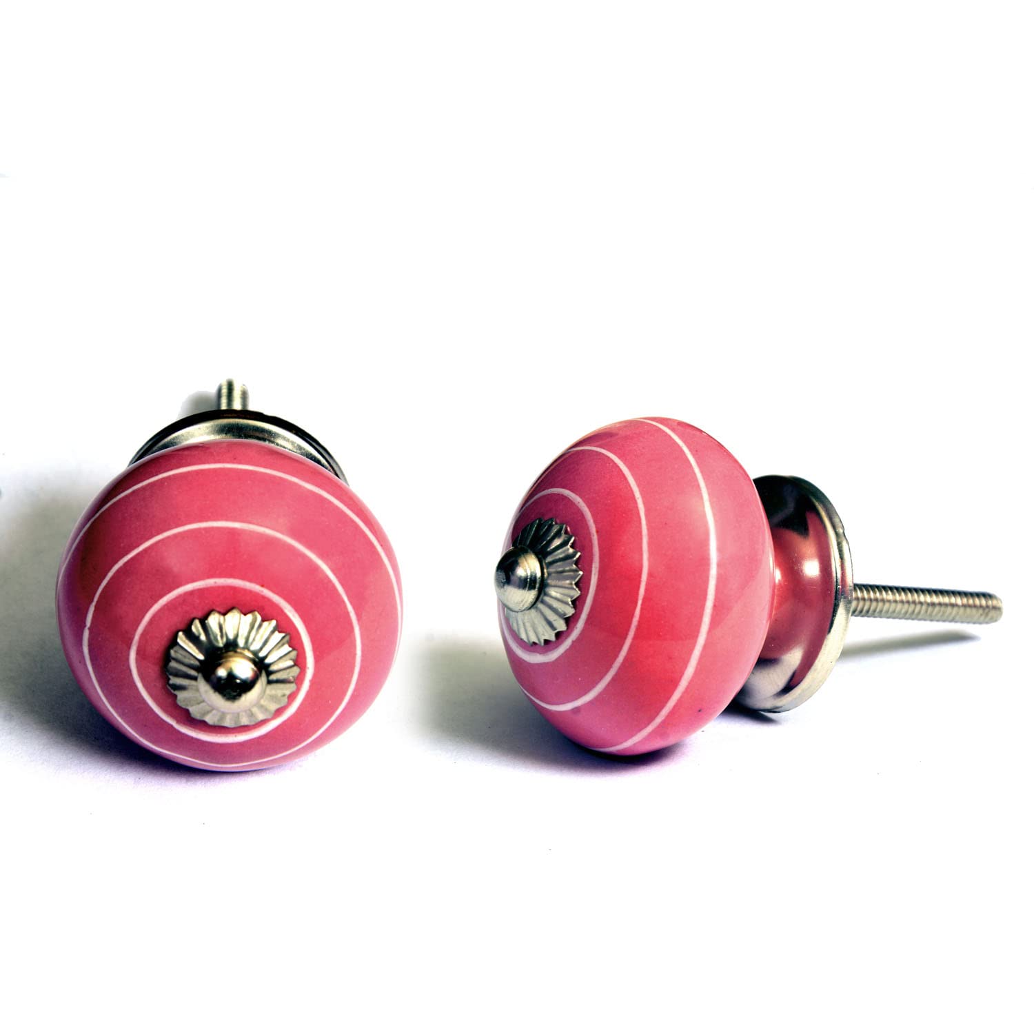 Nacnic Set De 8 Pomos Tiradores De Cerámica Rosa Y Blanco Para Muebles Y Habitación Infantil