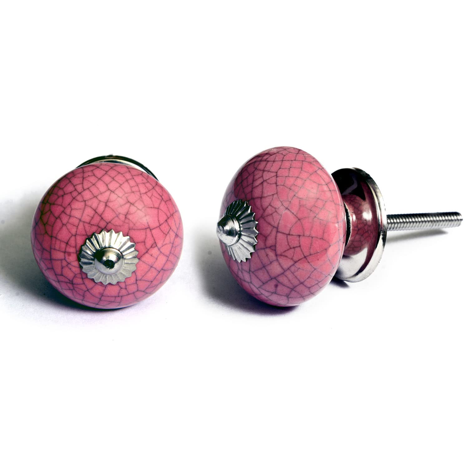 Nacnic Set De 8 Pomos Tiradores De Cerámica Rosa Y Blanco Para Muebles Y Habitación Infantil