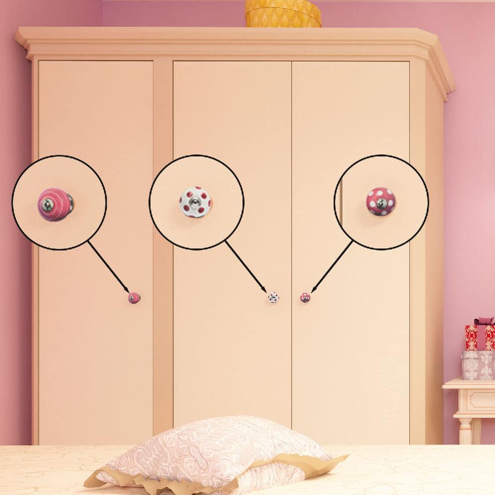 Nacnic Set De 8 Pomos Tiradores De Cerámica Rosa Y Blanco Para Muebles Y Habitación Infantil