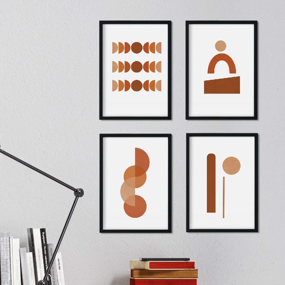 nacnic Set de cuatro láminas coloridas diseño Marruecos 'Tierra' minimalista