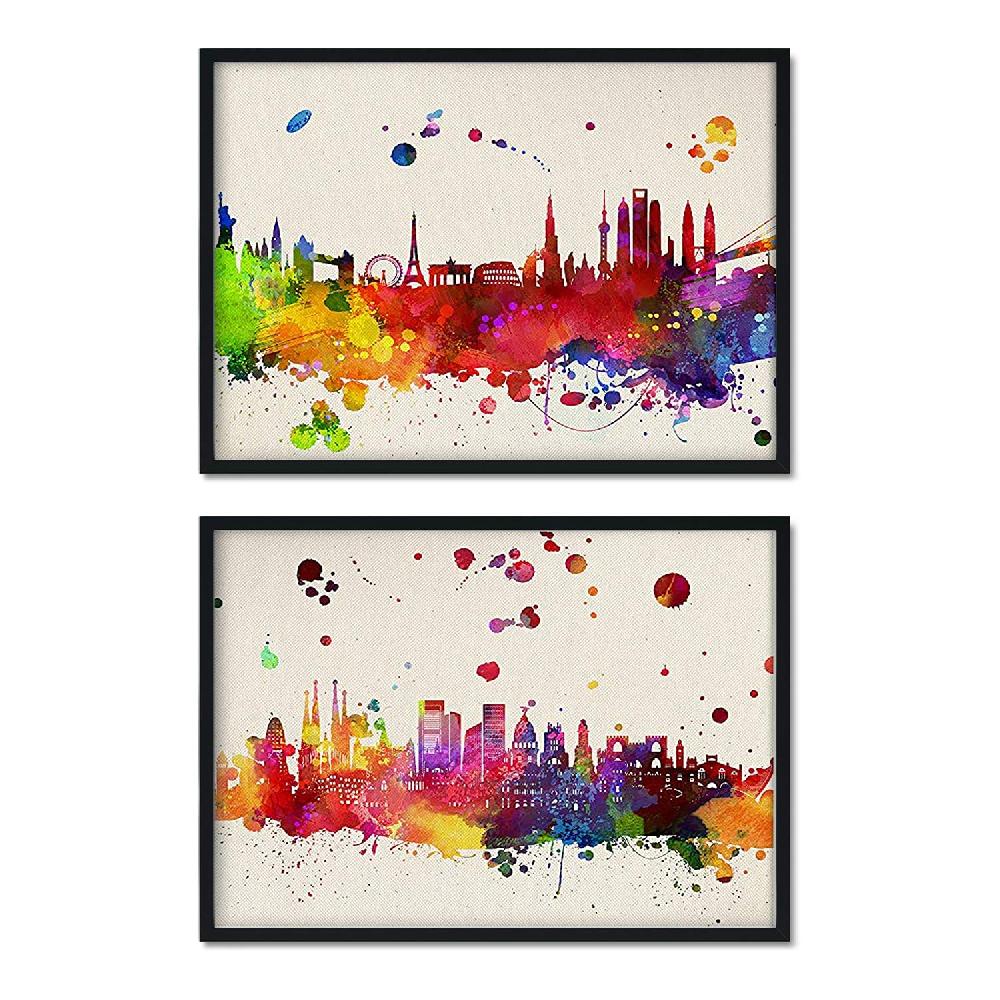 Nacnic Set De Dos Láminas De Monumentos Del Mundo Y España