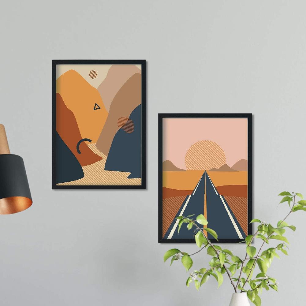 nacnic Set de Láminas Abstractas de Atardecer Paisajístico